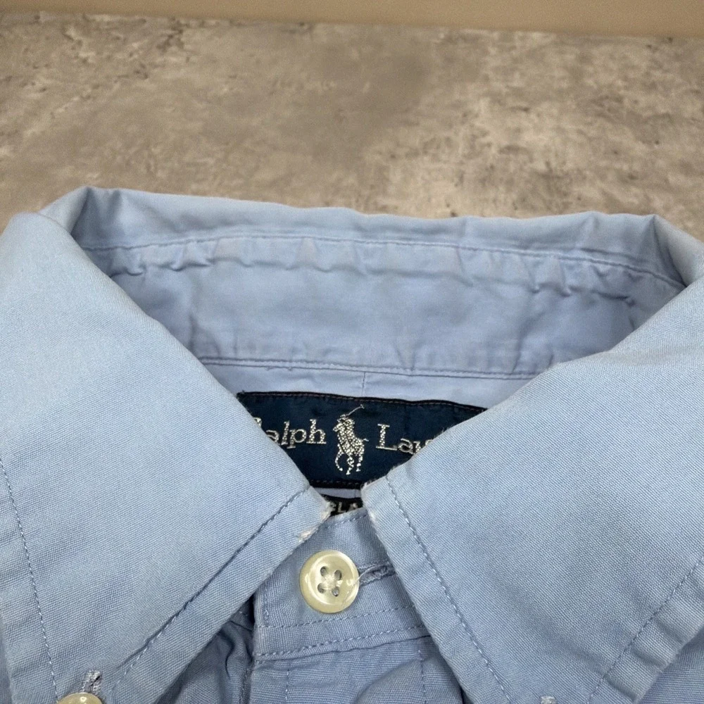Vintage Polo Ralph Lauren Blake Shirt Mens Large L Blue Plaid Cotton 90s